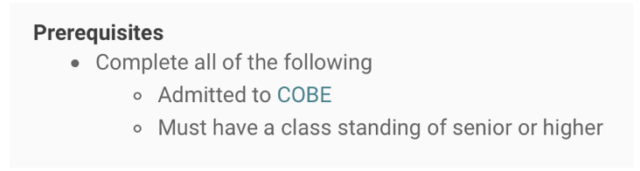 example of prerequisites