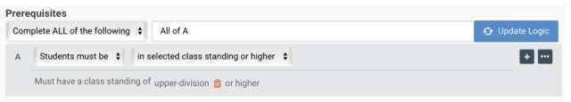 screenshot of prerequisites course search bar
