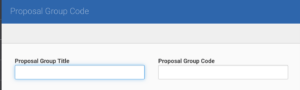 Screenshot showing proposal group code, group title and group code