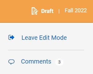 screenshot of a draft for fall 2022 with leave edit mode and comments (3) below