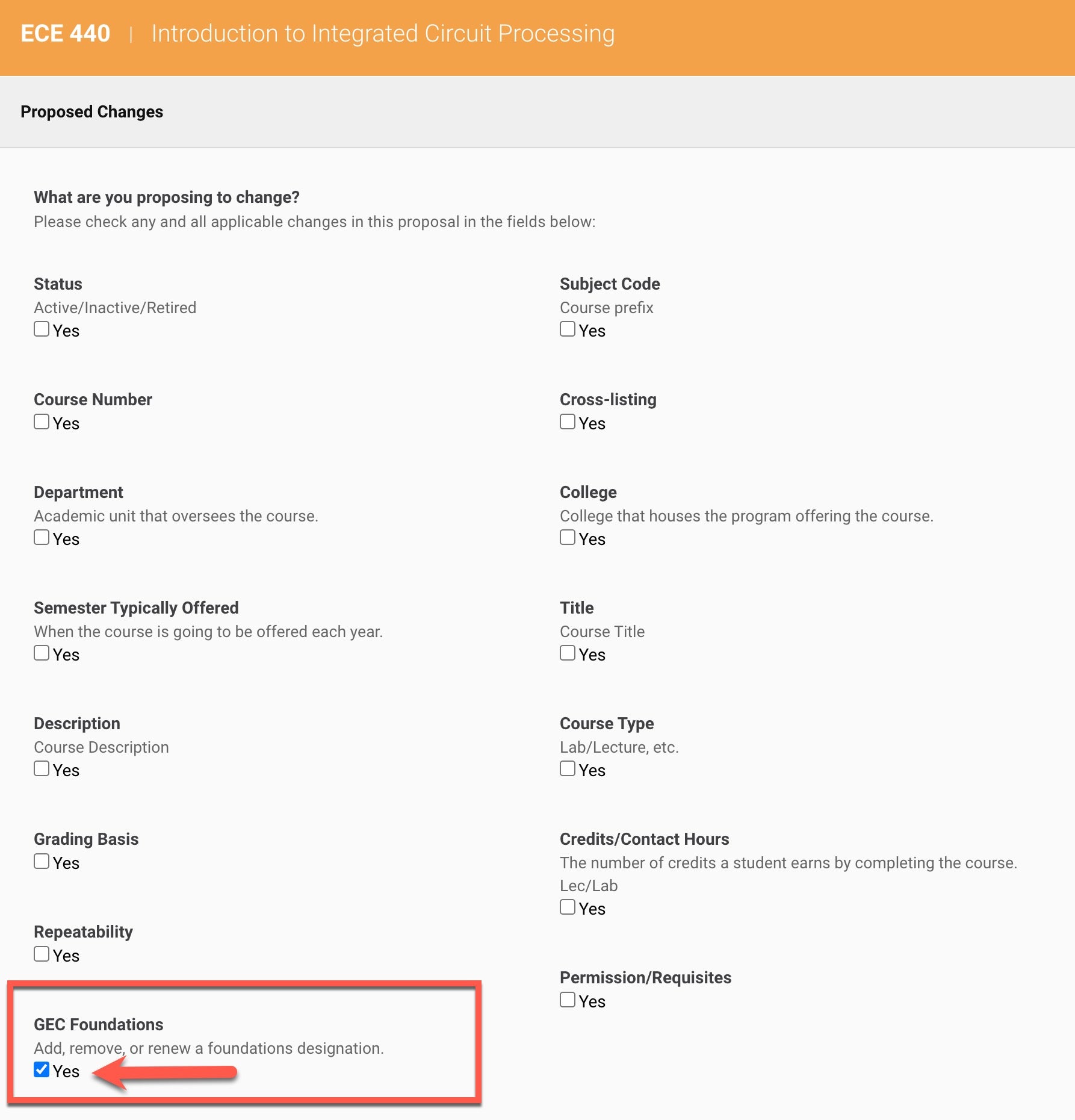 GEC foundations checkbox is checked