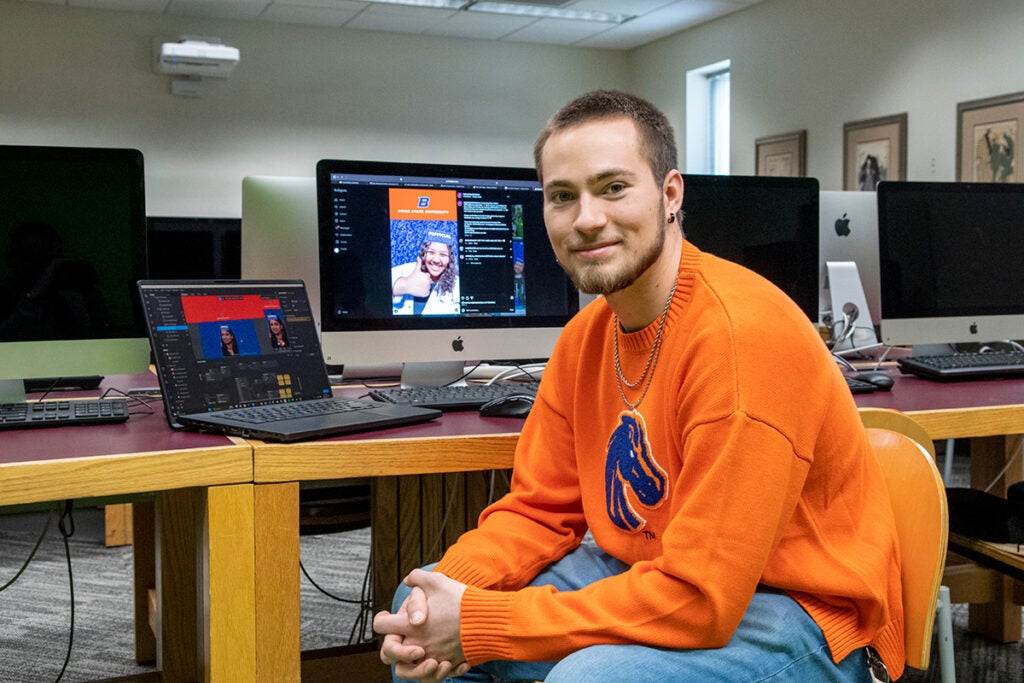 Derek Pyatt shows the software he used for this project in the GIMM lab