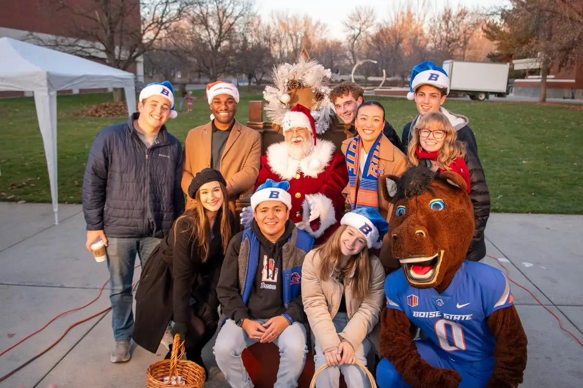 ASBSU poses with Santa Claus