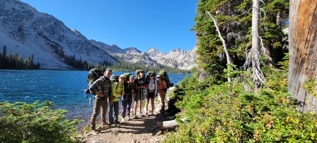 An group of participants take in some beautiful scenic views of Idaho mountains. 
