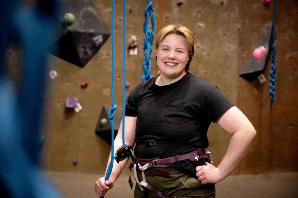 Kaiya at the climbing gym. 