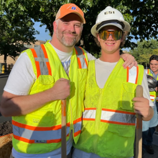 Bryan Smith (left) will graduate from Construction Management this spring while son Caden Smith (right) follows in his father’s footsteps in the same program.
