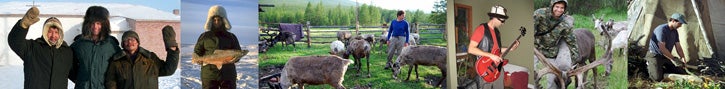 Collage of John with reindeer in different outdoor settings.
