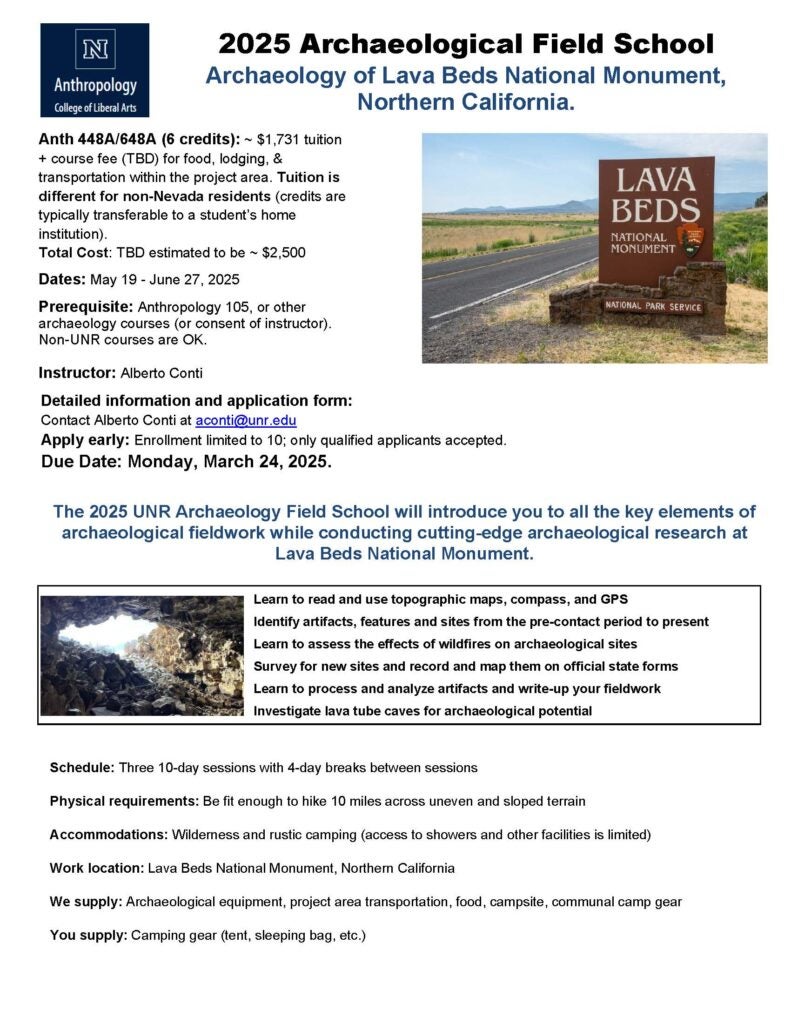 archaeological field school flyer, text on page