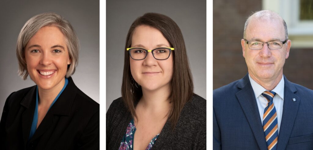 Composite image of the headshots of Kristin Olson, Ashley Nichols and Andy Giacomazzi