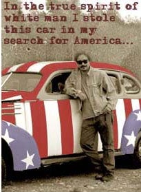 Larry McNeil Larry McNeil leaning on car painted with stars and stripes