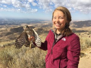 Hanna McCaslin holding a Kestrel