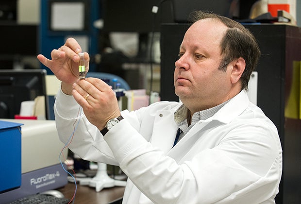 Daniel Fologea in lab