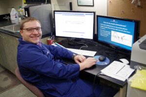 Daniel Pfalmer working at computer