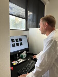 faculty member using computer