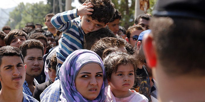 Photo of migrants at Greek-Macedonian border
