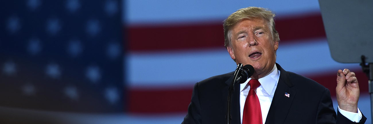 Donald Trump giving a speech