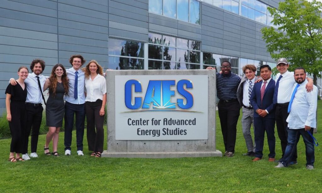 BSU student group photo with the CAES building sign.