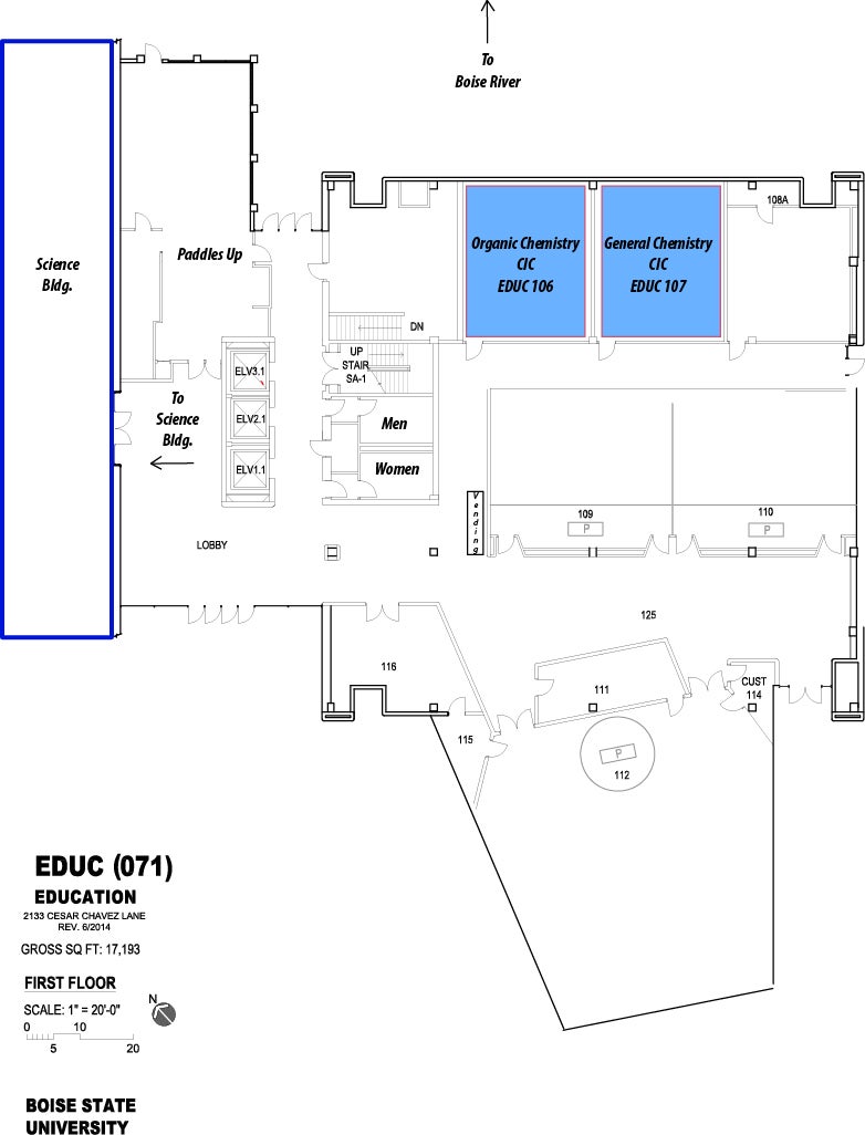 Education building map of chemistry instructional center.