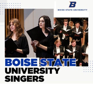 Images of people singing in a choral concert
