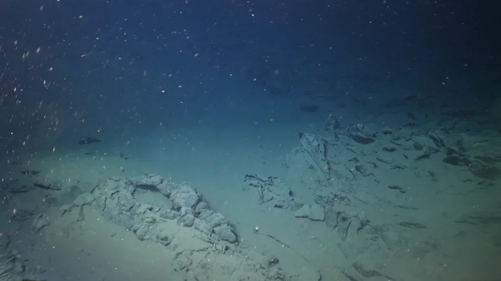 Basalt sheet formations on the bottom of the ocean