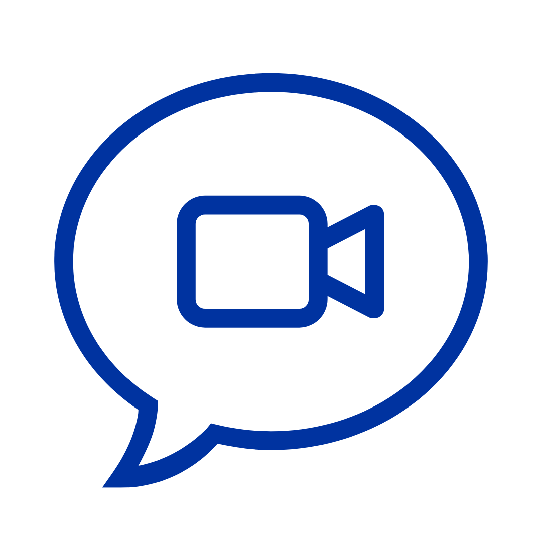 Blue icon for dialogue cloud and web camera