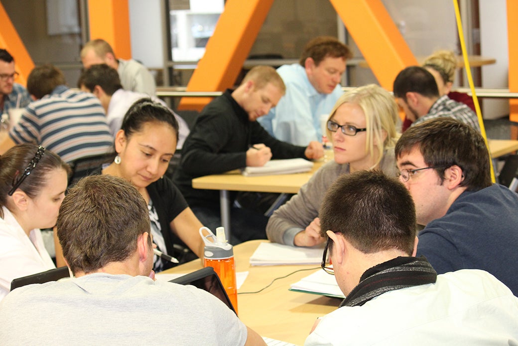 Students working together in the imagination lab