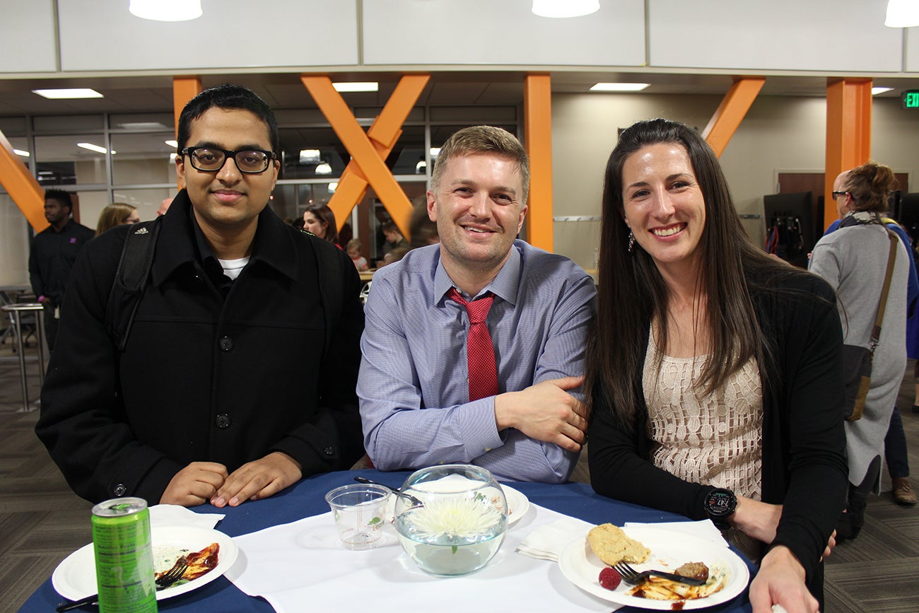 students at a networking event