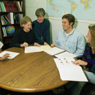 MBA students working with Professor Nancy Napier, 1997