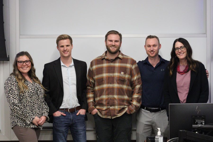 MBA Team photo in front of the class