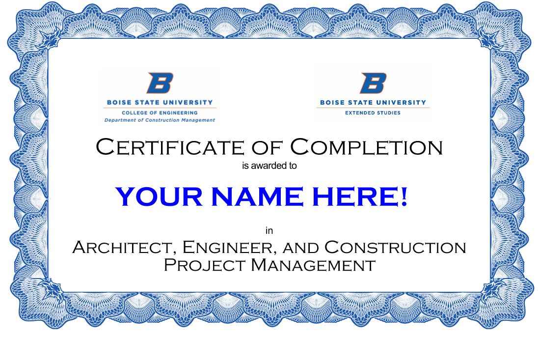 Example of a certificate