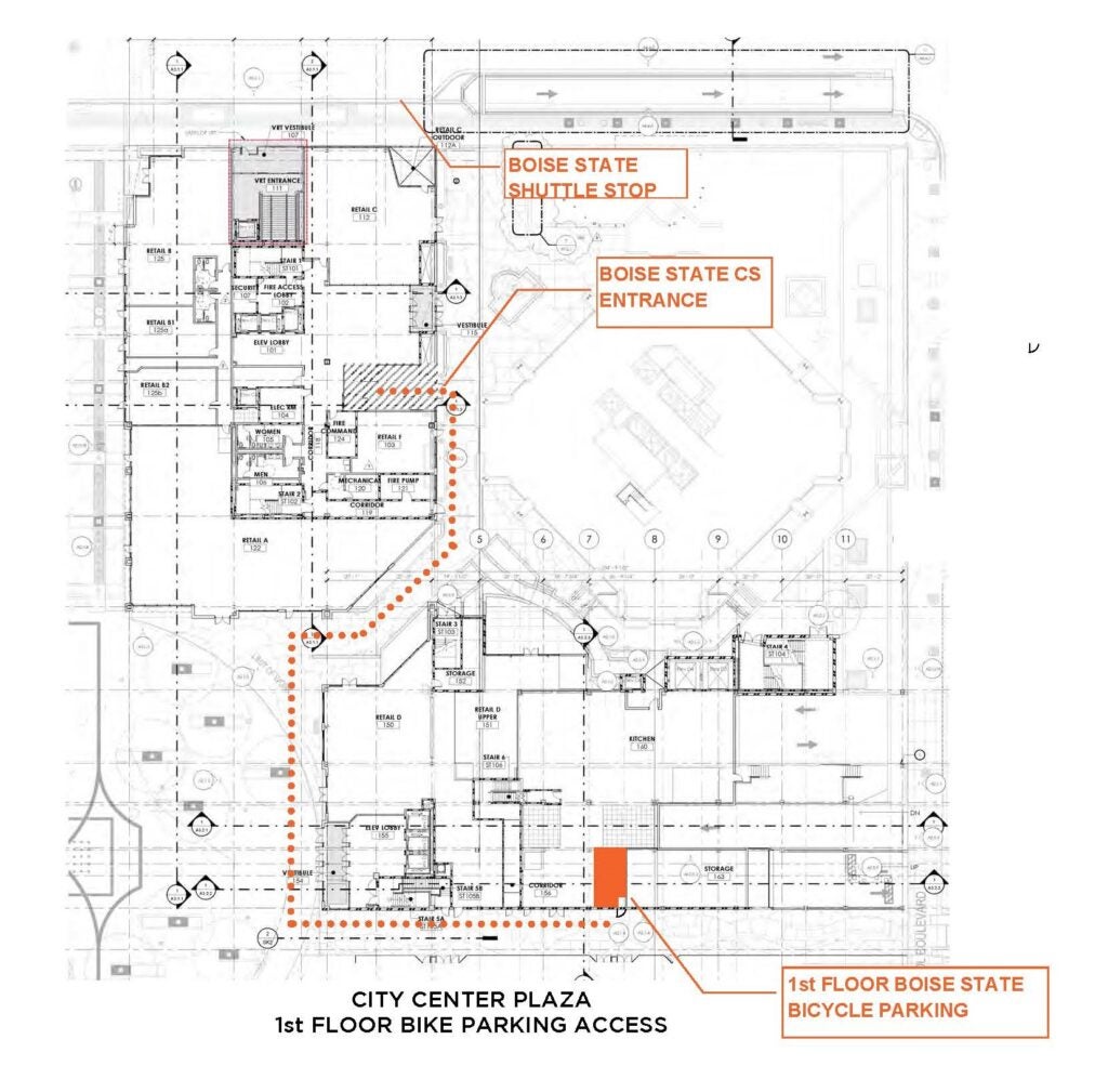 city center plaza 1st floor bike parking access map