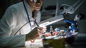 Student working at circuits