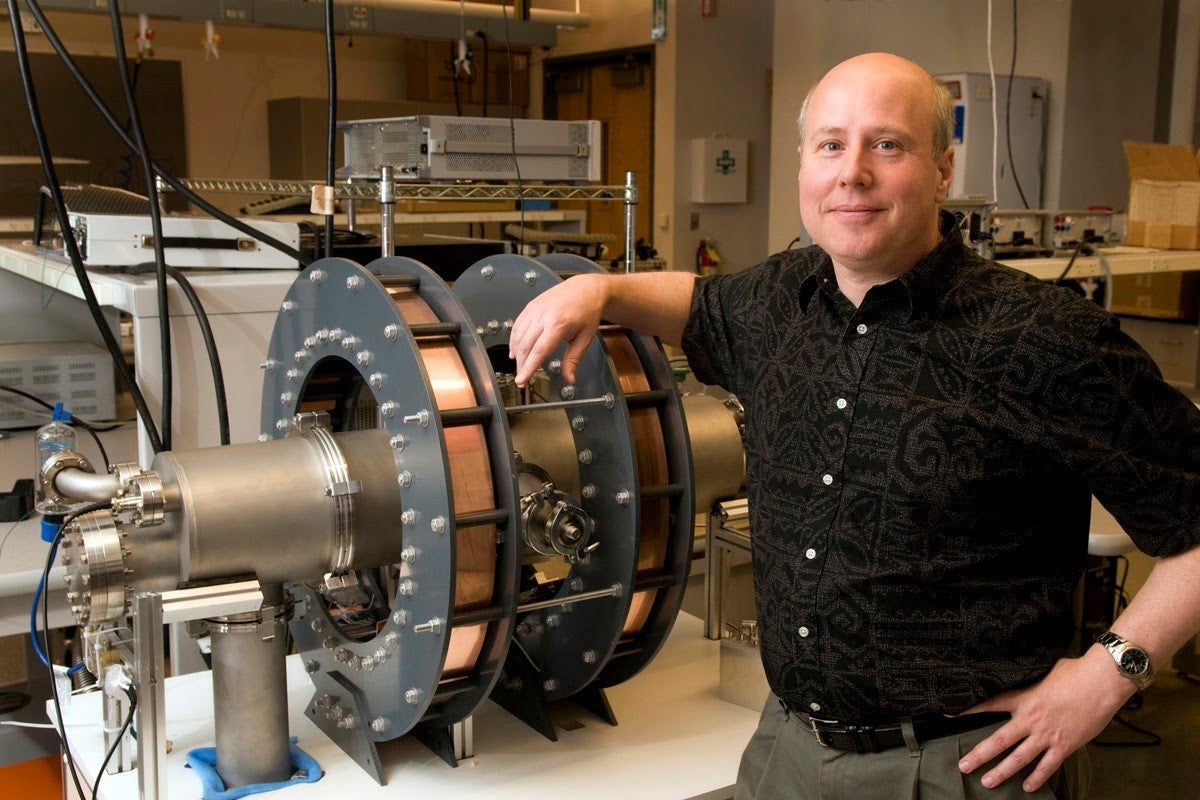 Jim Browning standing with technical equipment