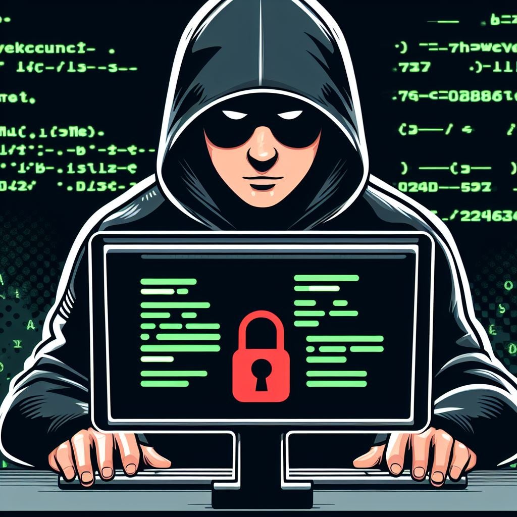Image of person wearing a black hooded sweatshirt in front of a monitor with a lock symbol on it.