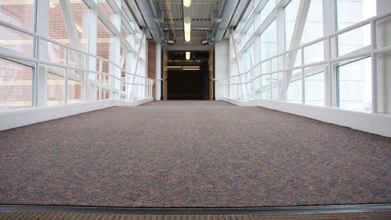 empty walkway between engineering buildings