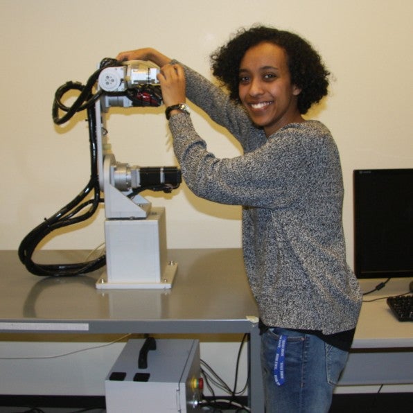 Nardos Ashenafi with robot