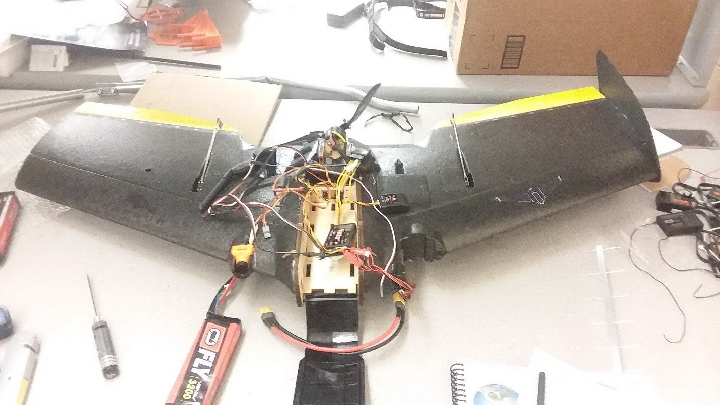 trainer plane being worked on