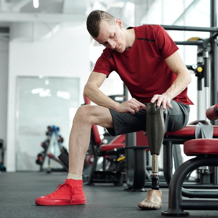 man with prosthetic leg