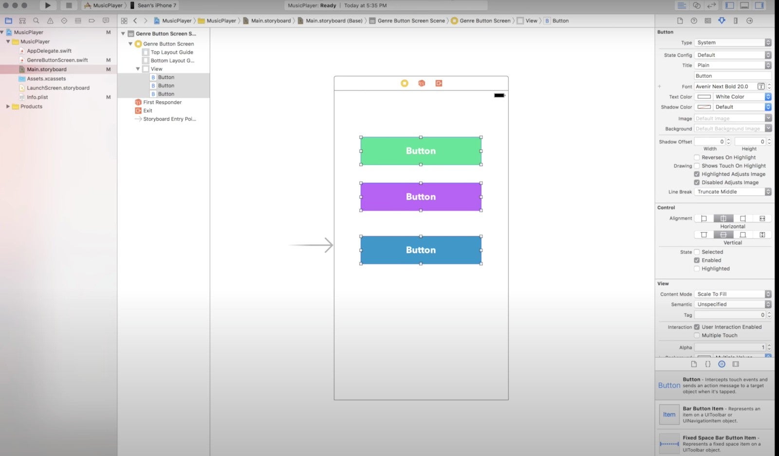 screenshot of button layout