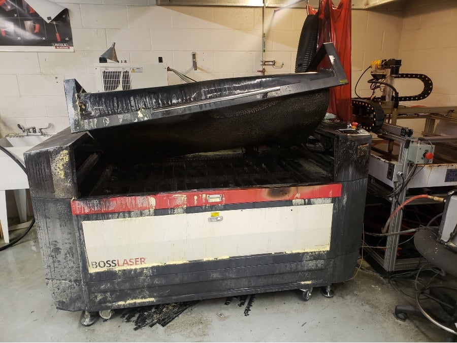 fire damaged laser cutter