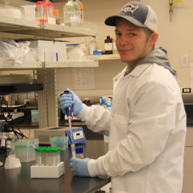 Student in research lab