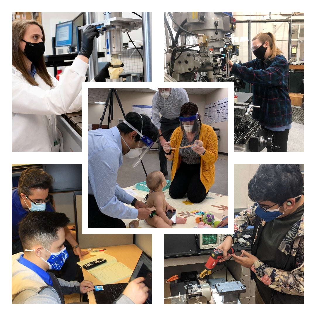 collage of students working in research labs