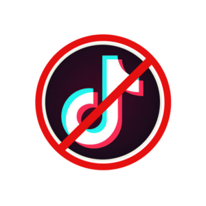 tiktok logo with prohibition sign overlaid