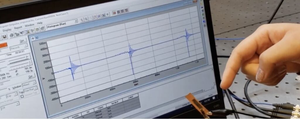 Display screen showing graphic representations of test data