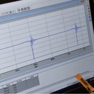 Display screen showing graphic representations of test data
