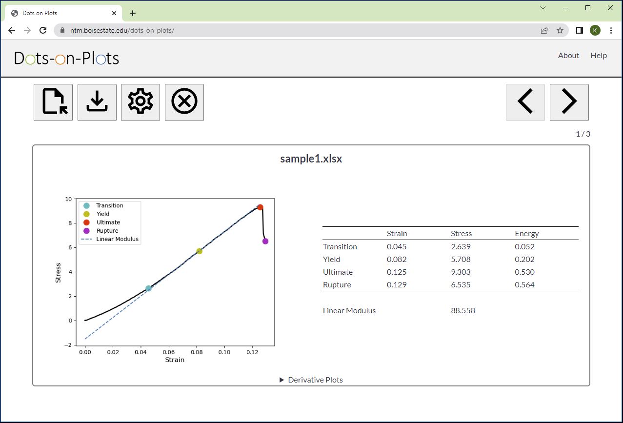 screenshot of the application Dots-on-Plots