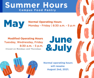 Food Pantry summer hours flyer.