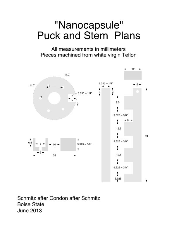 This is a shop drawing used by academic or professional machinists for the construction of a teflon PTFE holder used to hold 15 Savillex PFA microcapsules in a single assembly.