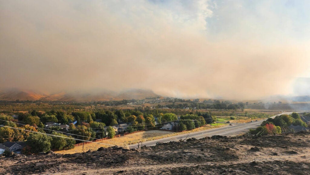 wildfire smoke looming over boise