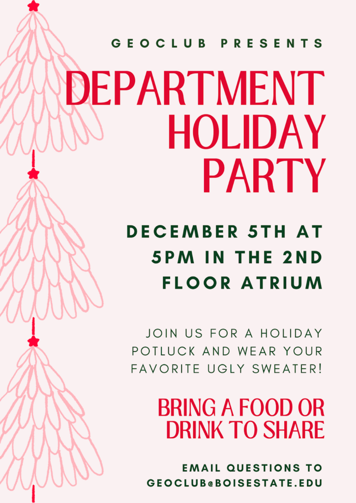 Department holiday event flyer.